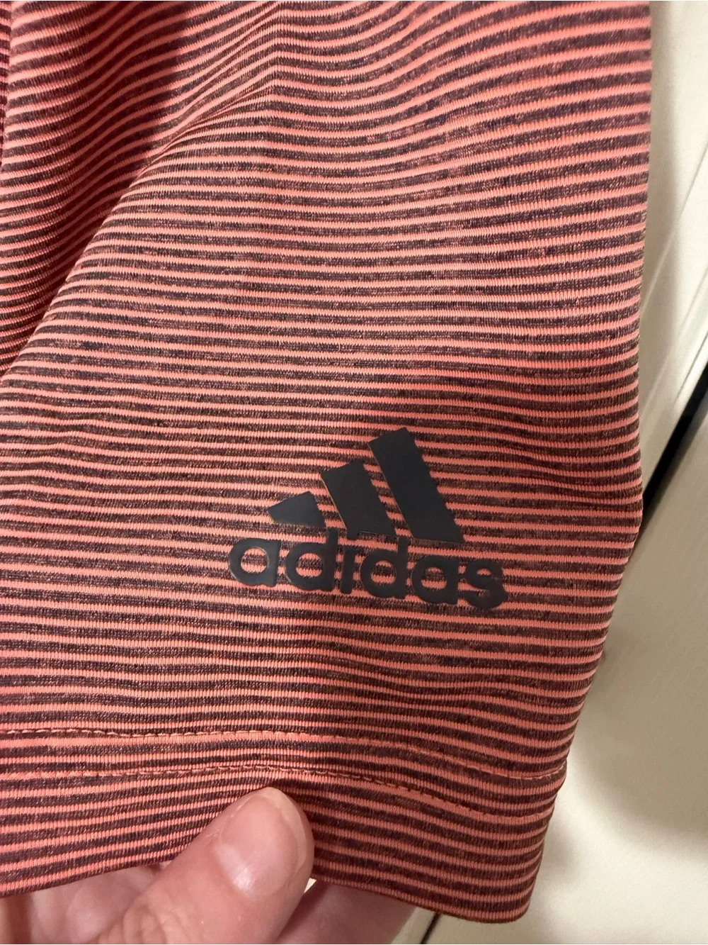 Adidas Men’s Coral Stripe Polo Shirt with Pinehurst US Open Logo